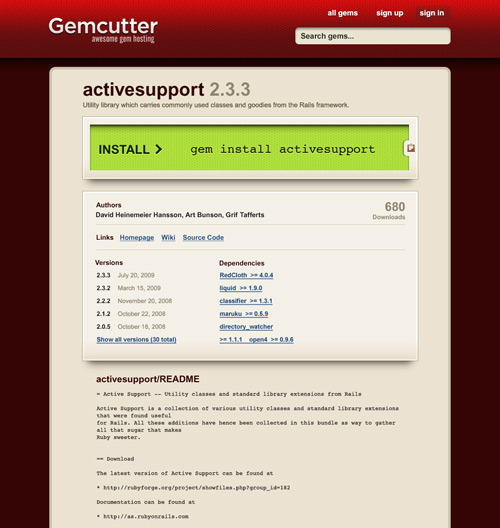 gemcutter.org show page